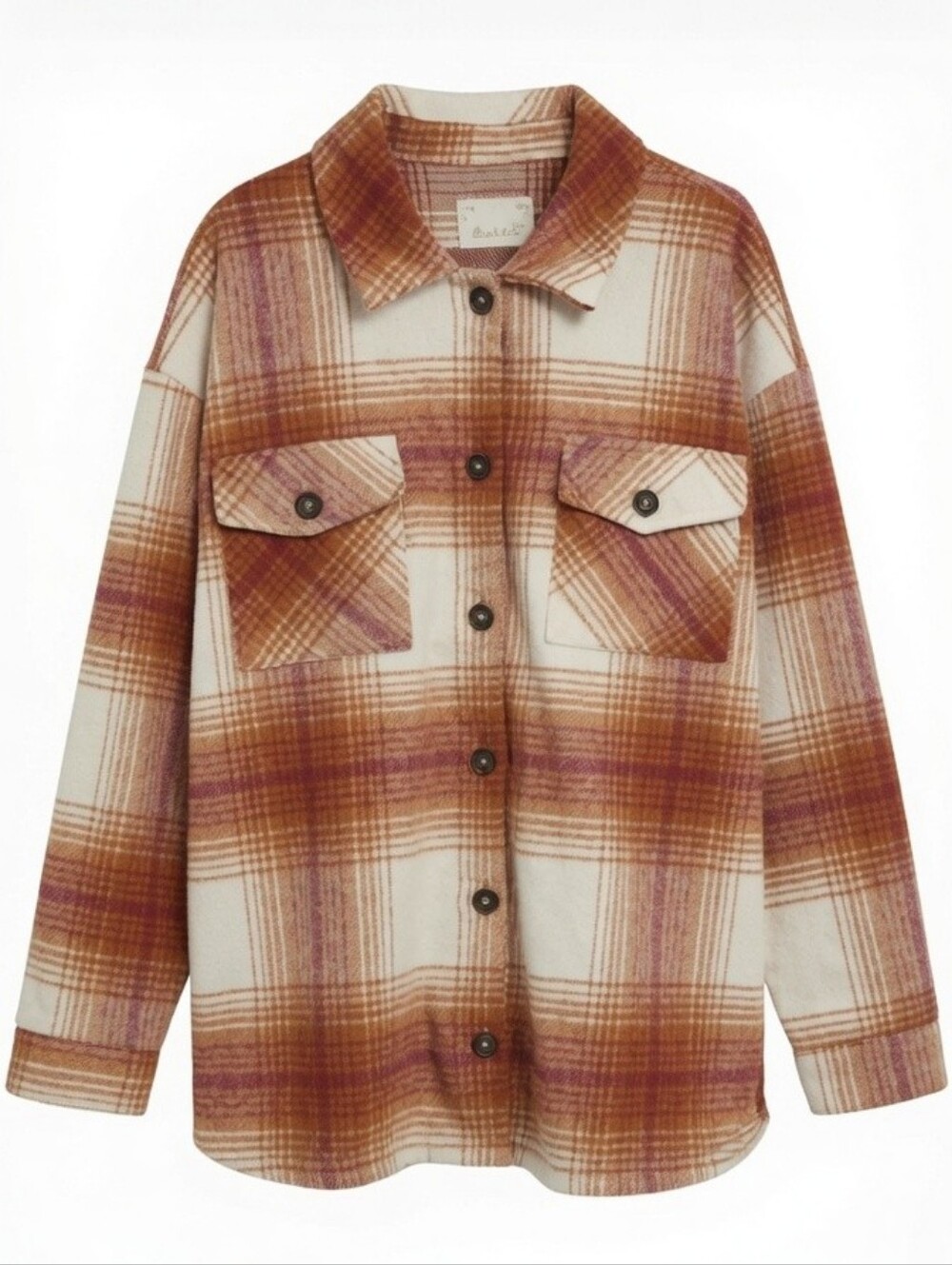 Altar'd State Plaid Oversized Shacket Shirt Jacket Large Cozy Warm Preppy